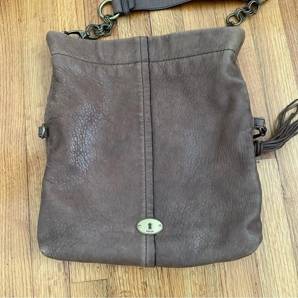 Fossil Brown Pebbled Leather Key +
